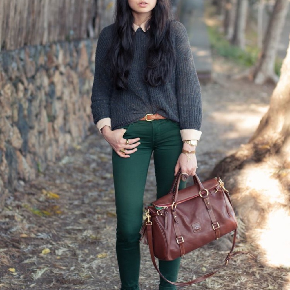 Forever 21 Forest Green Skinny Chino Jeans Pants, 30